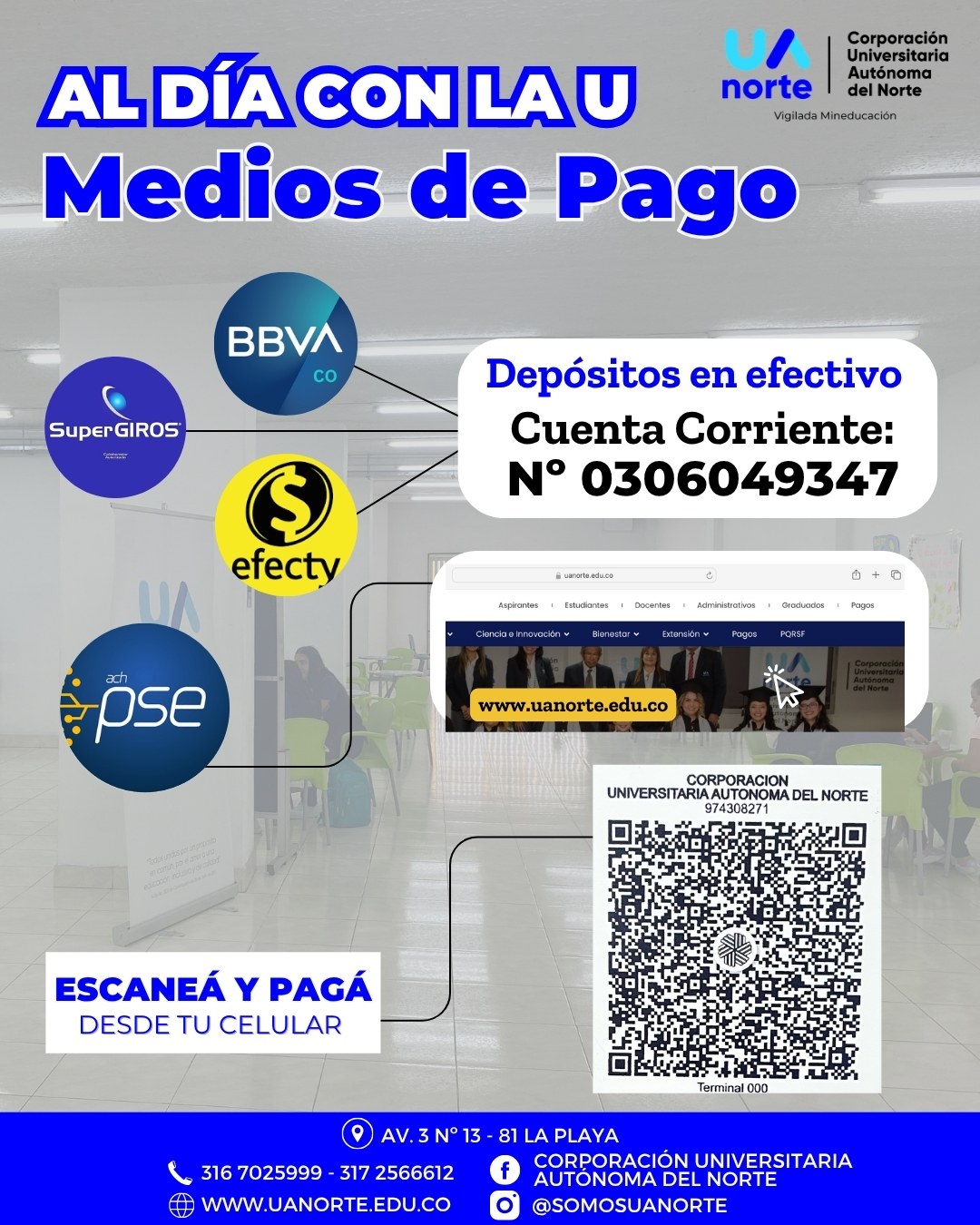 Al día con la U — Medios de pago UANORTE